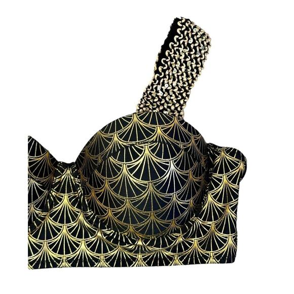 Sirencore Mermaid Metallic Gold Crop Bra Top Festival Cage Club Party Rave Sz M - Picture 4 of 11